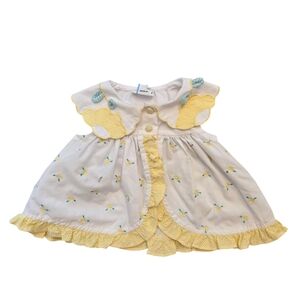 Vintage 1990s Baby Togs Yellow and White Tunic Flower Dress